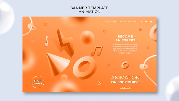 Free PSD animation class banner template