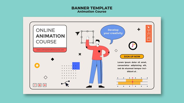 मुफ़्त PSD animation course banner