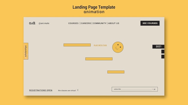 PSD gratuito modello di pagina di destinazione dell'animazione