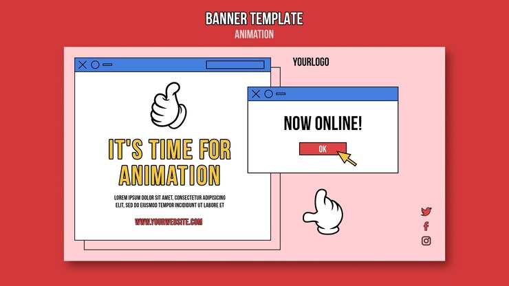 Free PSD animation online class banner template