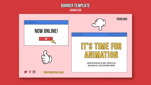 Бесплатный PSD Шаблон баннера онлайн-класса анимации