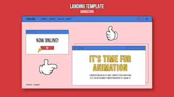 無料PSD アニメーションオンラインクラスのランディングページ