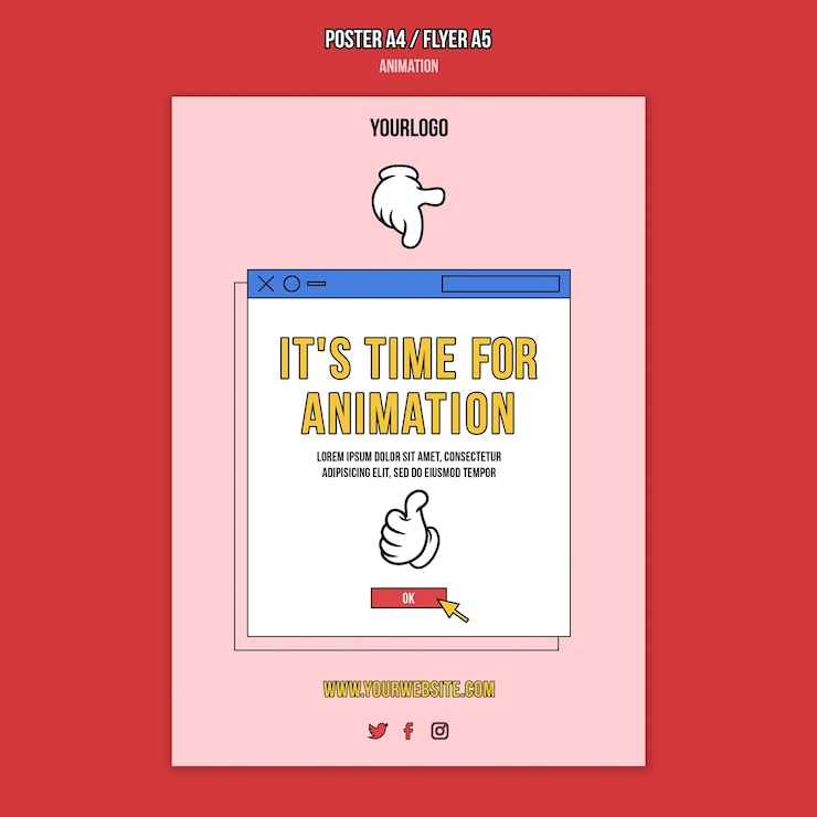 Free PSD animation online class print template