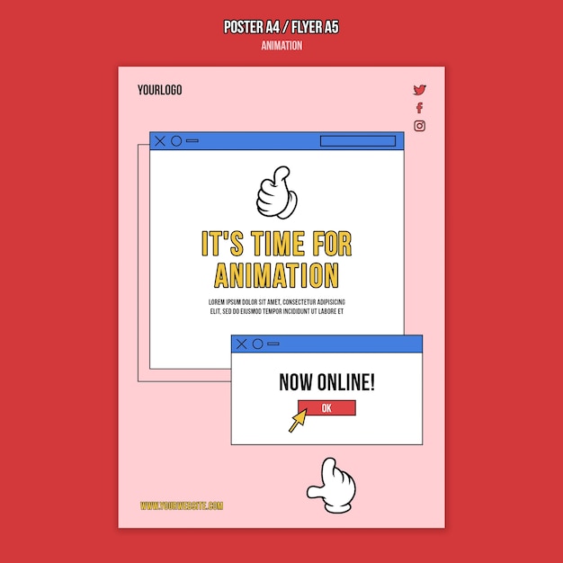 Free PSD animation online class print template