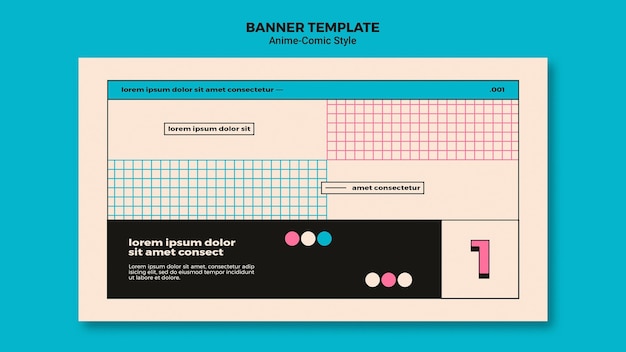Шаблон баннера в стиле аниме в стиле комиксов