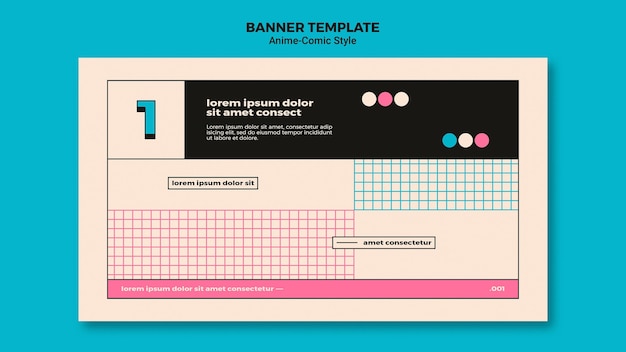 Шаблон баннера в стиле аниме в стиле комиксов
