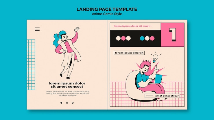 Free PSD anime comic style landing page