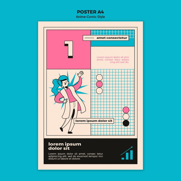 Free PSD anime comic style poster template