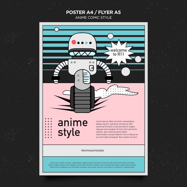 PSD gratuito modello di poster in stile fumetto anime