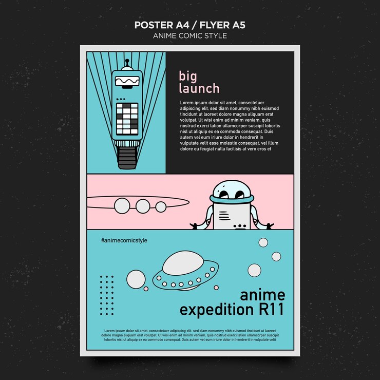 Free PSD anime comic style template poster