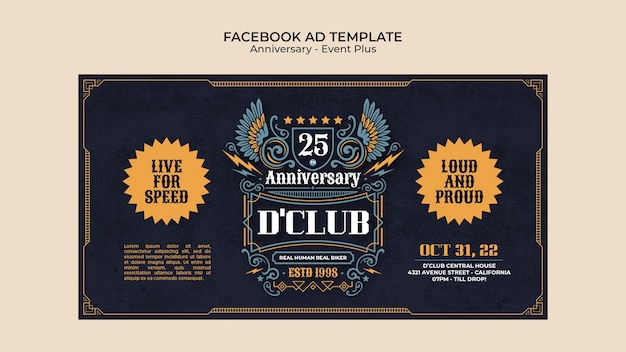 PSD gratuito modello di facebook per la celebrazione dell'anniversario