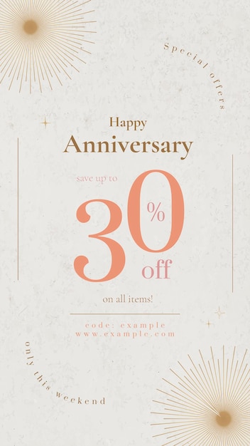 Free PSD anniversary sale ad template psd for social media post