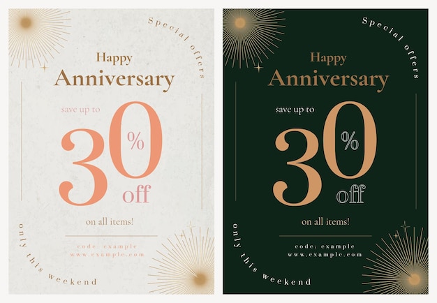 Free PSD anniversary sale poster template psd for social media post set