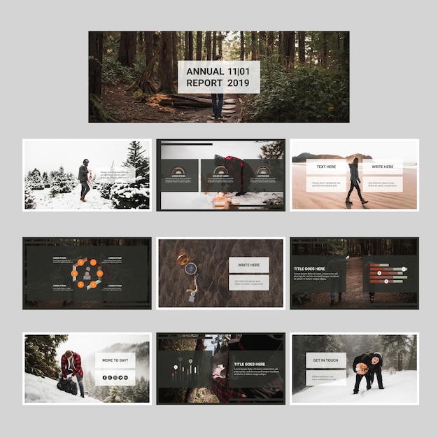 Annual report set with nature concept