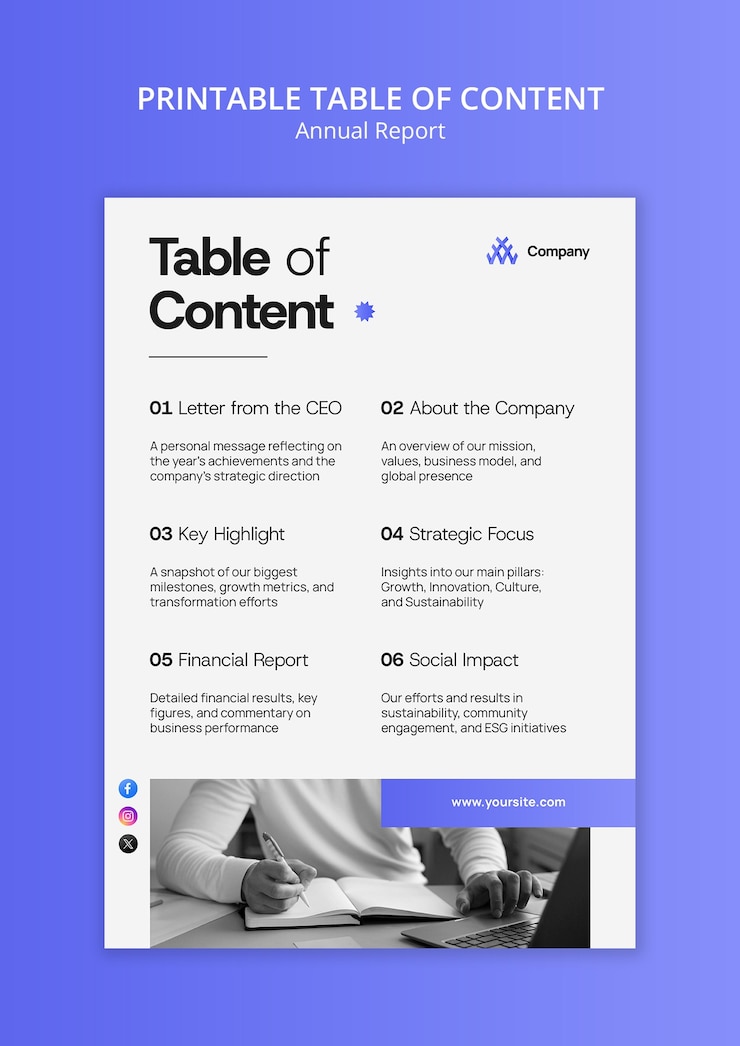 Free PSD annual report template