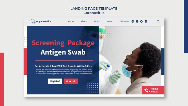 Free PSD antigen swab test landing page