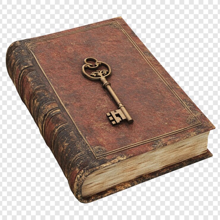 Free PSD antique book mystery golden key unlocking secrets ancient knowledge