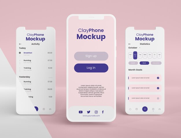 App interface mock-up on phone screen Free Psd