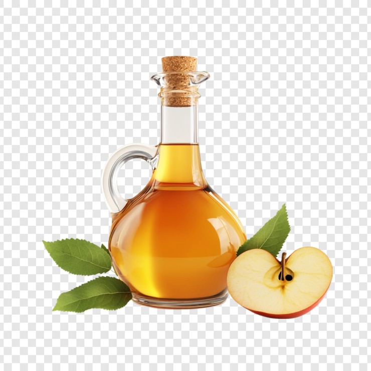 無料PSD ガラスのボトルにアップルサイダー子 新鮮なアップルスライス 緑の葉 健康的な飲み物