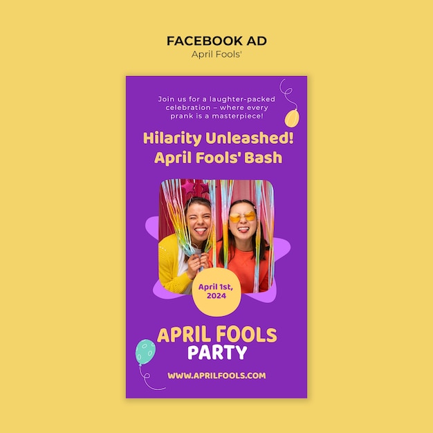 April fools' celebration facebook  template