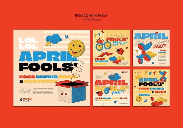 Free PSD april fools' celebration instagram posts