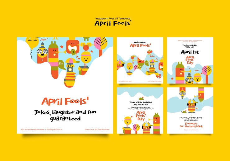 Free PSD april fools' celebration instagram posts