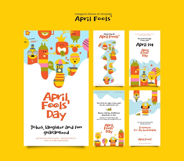 Free PSD april fools' celebration instagram stories