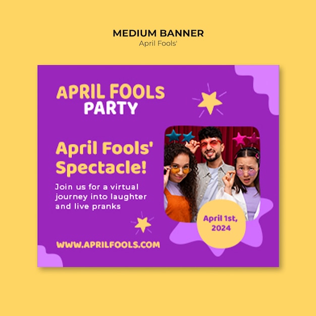 Free PSD april fools' celebration medium rectangle banner