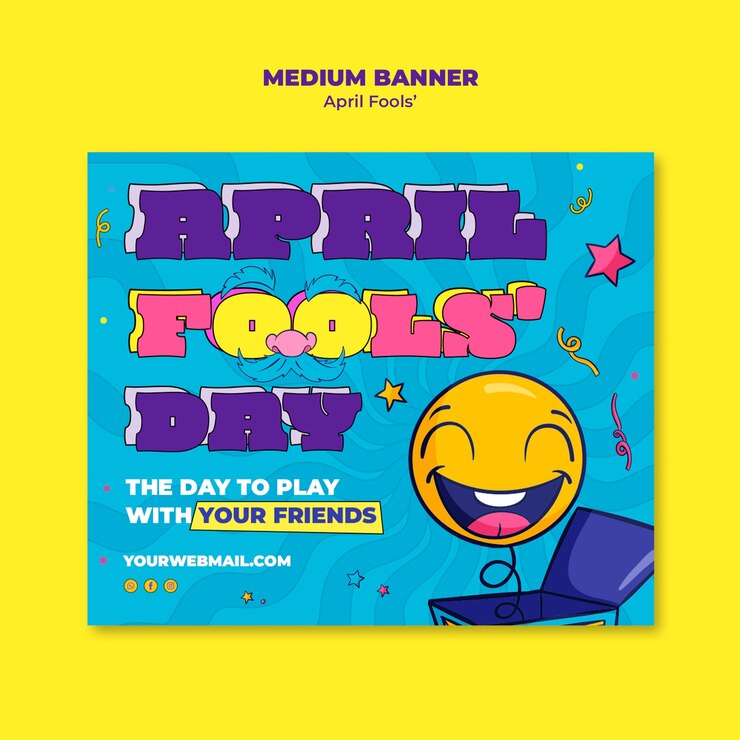 Free PSD april fools' celebration medium rectangle banner
