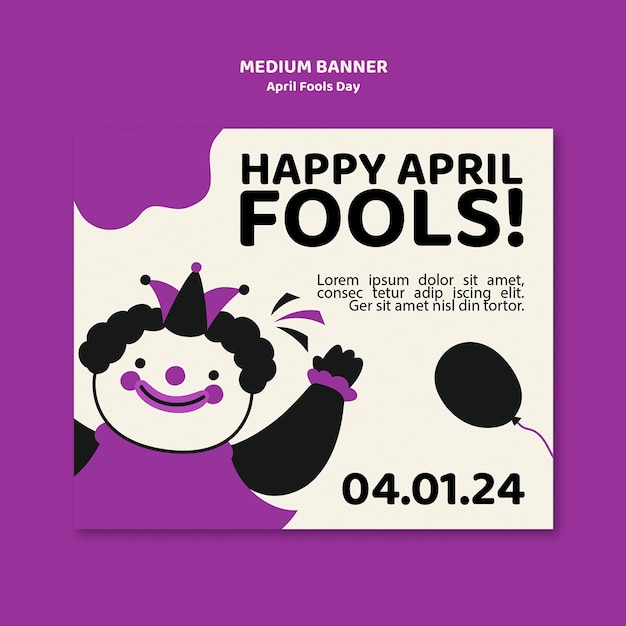 Free PSD april fools' celebration medium rectangle banner