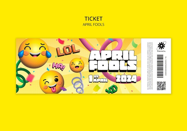 April fools' celebration ticket template