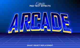 Free PSD aracde game text effect with retro background