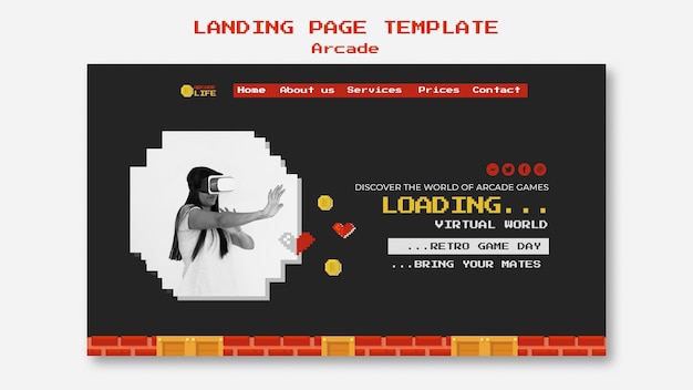 Free PSD arcade landing page design