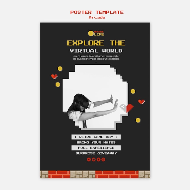 Arcade Poster Template Free PSD Download