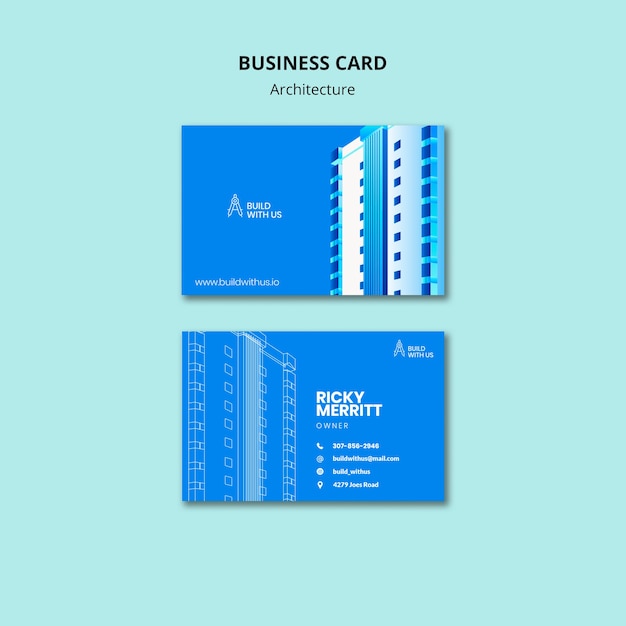 Free PSD architect studio horizontal business card template