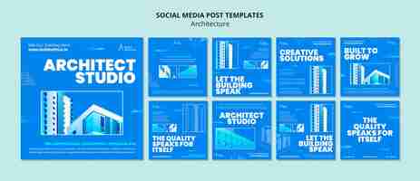 Free PSD architect studio instagram posts collection