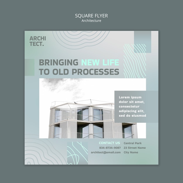 Architecture and building square flyer template