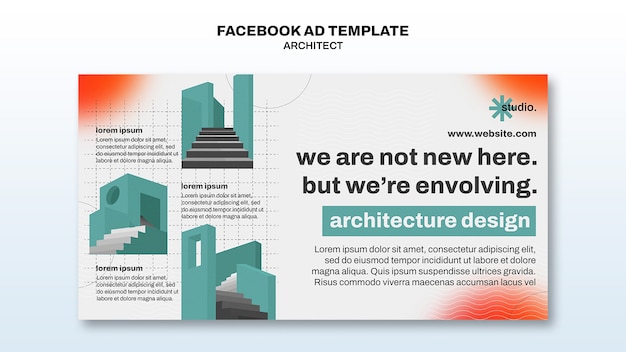 PSD gratuito modello di facebook del progetto di architettura