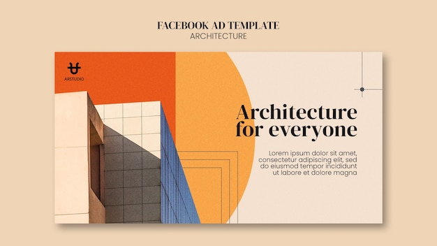 PSD gratuito modello di facebook del progetto di architettura