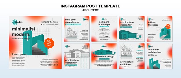 PSD gratuito post di instagram del progetto di architettura