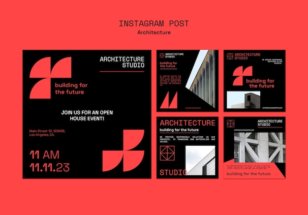 無料PSD 建築プロジェクトのinstagram投稿