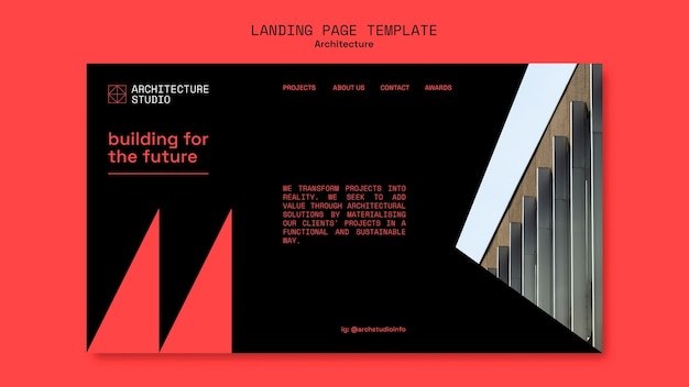 Free PSD architecture project landing page