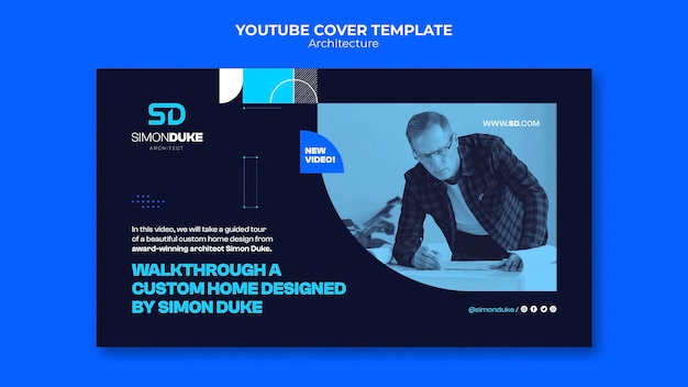 PSD gratuito modello di copertina per youtube del progetto di architettura