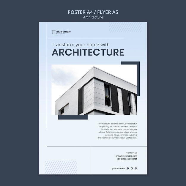 Free PSD architecture vertical poster template