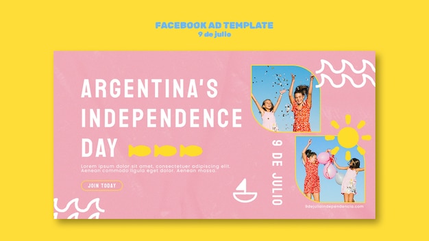 PSD gratuito template di facebook per la giornata dell'indipendenza dell'argentina