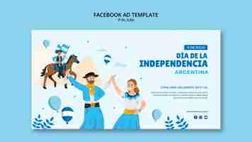 PSD gratuito modello facebook per la festa dell'indipendenza dell'argentina