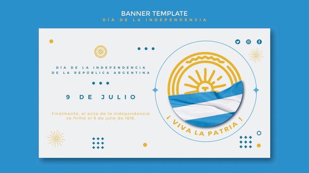 Argentina independence day horizontal banner template