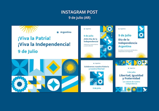 Free PSD argentina independence day  instagram posts