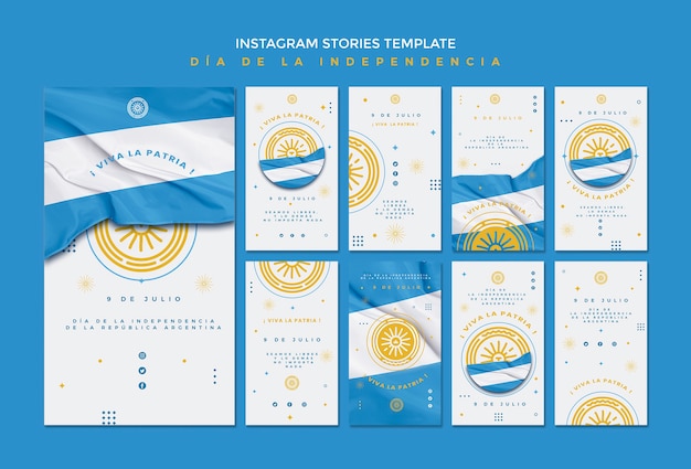 Free PSD argentina independence day instagram stories template