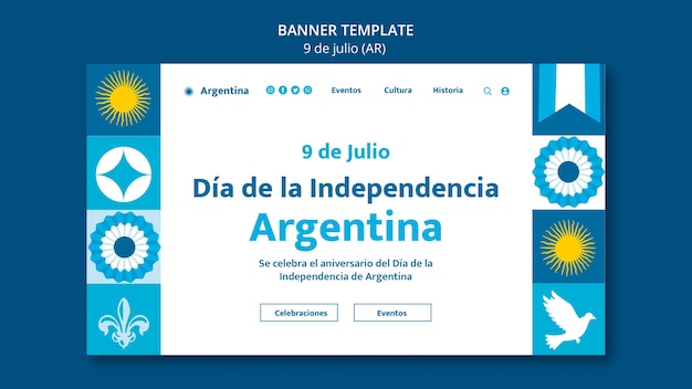 無料PSD アルゼンチン独立記念日のランディング ページ